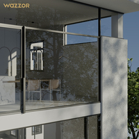 Wazzor, excelente calidad, aleación de aluminio, a prueba de huracanes, ventanas abatibles de vidrio Low-E con aislamiento de impacto