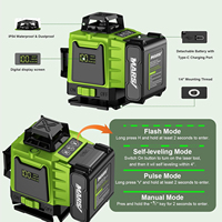 Niveau laser 4D industriel OEM vert, auto-nivelant 360°, trépied, 4x360 lignes croisées, outil de construction et de rénovation, étui durable, batterie