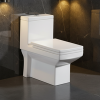 WC chinois monobloc à double chasse, moderne, en céramique, à siphon, avec évacuation en S pour usage hôtelier