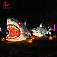 Lanterne d'Halloween d'extérieur, lanterne chinoise en forme d'animal, lanterne en soie imperméable en forme de requin, lanterne à économie d'énergie, décoration de fête et de jardin