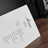 Cartes de menu personnalisées en typographie, menu de mariage en papier texturé gaufré, menu de table de restaurant de luxe pour événements et banquets