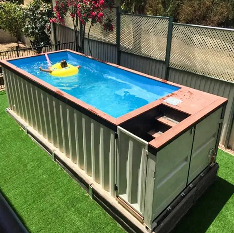 custom large outdoor frp 20ft 40ft above ground prefab shipping container swimming pool price fiberglass container pool