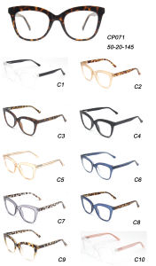 女性用ファッショナブルな青い猫の目レンズ形状の光学眼鏡新しいプラスチックデモレンズ注射処方-無料パワーはありません - Product Image 2