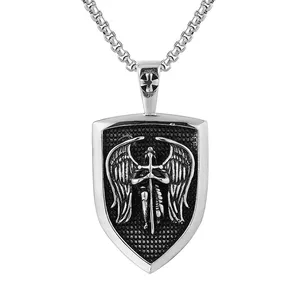 OEM ODM Bijoux 316 En acier inoxydable L'archange Saint michel Épée Pendentifs Collier pour Hommes Femmes