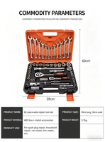 Nouvel ensemble de 82 pièces pour la réparation automobile, clé universelle, jeu de douilles à cliquet, ensemble complet d'outils de réparation