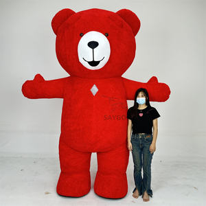 Trang phục mascot gấu bông bơm hơi vui nhộn, có thể tùy chỉnh tại nhà máy, dành cho người lớn, Halloween, màu đỏ vàng - Product Image 1