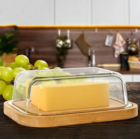 Réfrigérateur en bois fromage serveur stockage gardien plateau boîtes à fromage verre beurre plat récipient boîte avec couvercle en bambou acrylique