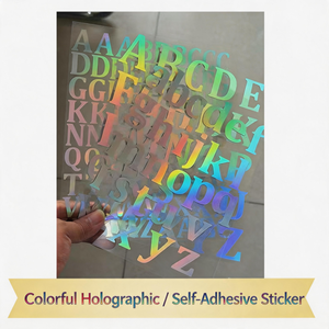 Pegatinas Adhesivas <span class=keywords><strong>de</strong></span> Vinilo PVC con Patrón <span class=keywords><strong>de</strong></span> Letras Holográficas Coloridas y Brillantes Metálicas para Festivales, Pegatinas Artísticas - Product Image 2