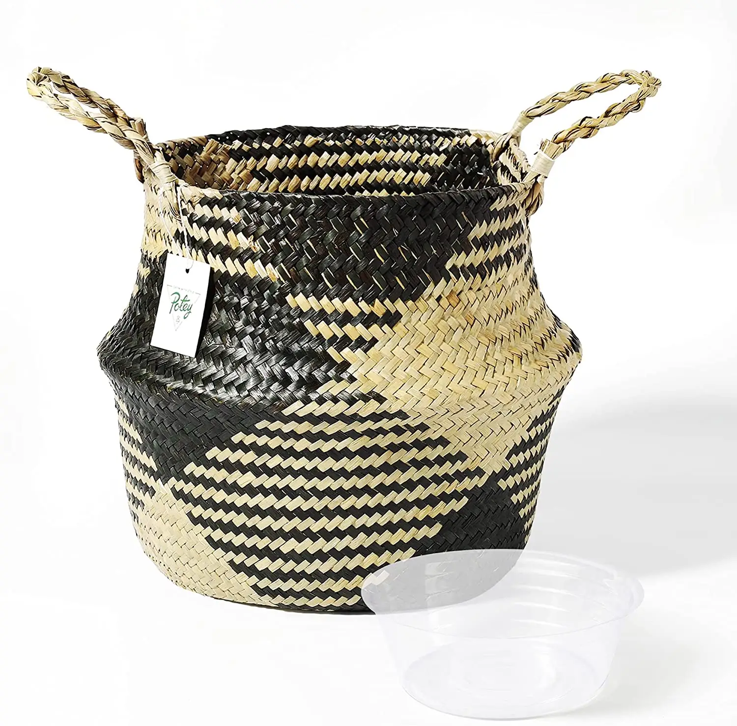 hot sale folding Woven Seagrass Belly Basket for Storage Plant Pot Basket and Laundry Picnic and Grocery Basket