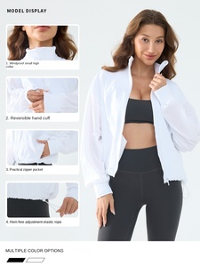 Aoyema Sportswear <strong>Women</strong> Loose Coat Outdoor Running Workout <strong>Lightweight</strong> Fitness Tops Training <strong>Jacket</strong> with Zipper Pocket - Product Image 3