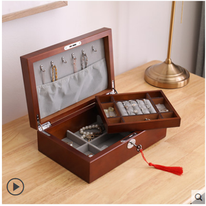 Caja <span class=keywords><strong>de</strong></span> joyería antigua al por mayor, cerradura <span class=keywords><strong>de</strong></span> metal para anillo, pendiente, collar, embalaje <span class=keywords><strong>de</strong></span> regalo, caja <span class=keywords><strong>de</strong></span> almacenamiento <span class=keywords><strong>de</strong></span> madera - Product Image 2