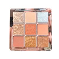 Palette de fards à paupières longue tenue, 9 couleurs, fini mat, métallisé, lumineux, waterproof, haute pigmentation, vente en gros d'usine, marque privée