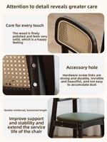 Chaise de salle à manger décontractée de style français, en bois massif, cuir PU, mobile, vintage, en rotin tressé, haut de gamme, verte, de la fin du XXe siècle