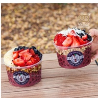 Usine 12oz 16oz 24oz clair jetable fruits crème glacée en plastique Dessert salade à emporter Dessert Acai bol avec couvercle