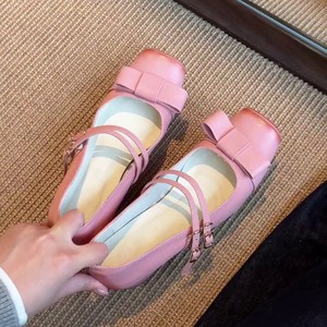 Zapatos Planos Mary Jane con Punta Cuadrada, Cierre de Hebilla con Lazo de Piel de Oveja, Tendencia de Moda para Todas las Temporadas, Zapatos de Mujer - Product Image 2