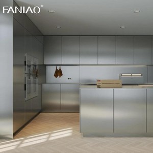 Ensemble d'armoires de <span class=keywords><strong>cuisine</strong></span> modernes en aluminium sur mesure, <span class=keywords><strong>prix</strong></span> usine, avec robinet, pour appartement, en acier inoxydable - Product Image 5