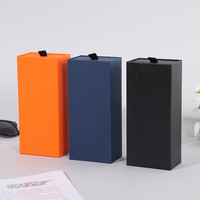 Boîte à tiroir en papier kraft noire avec coulisseau, étui à lunettes, rouge à lèvres orange, boîte cadeau pour lunettes de soleil, vente en gros