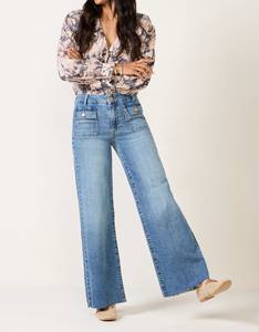 Jean en denim coupe ample taille mi-haute à jambe large - Style streetwear décontracté, lavable, toutes saisons - Product Image 1