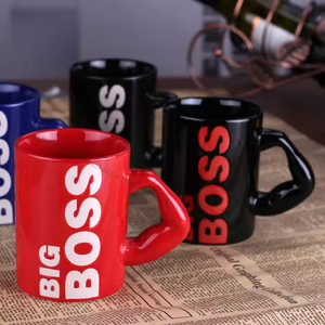 Creative Big <span class=keywords><strong>Boss</strong></span> Arm Tazas publicitarias de Cerámica Negro Blanco Café Té Agua Personalizar Taza impresa para regalos - Product Image 4