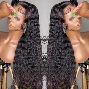 Parrucche Riccioline Ondulate Marroni Colorate con Effetto Acqua, Brasiliane Senza Colla per Lace Front, <span class=keywords><strong>Capelli</strong></span> Vergini con Baby Hair, Parrucca 13x4 Marrone Misto con Highlights - Product Image 3