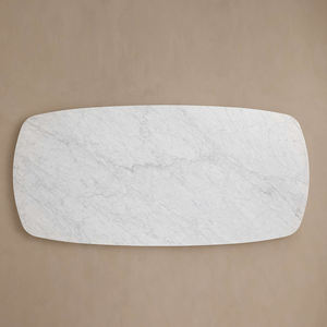 Table à manger moderne en marbre blanc avec quatre pieds en bois stables Table à manger ovale haut de gamme pour appartement villa Meubles de salle à manger - Product Image 4