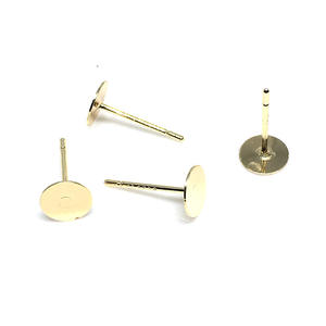 Pendientes de cabeza plana de 6mm con relleno de oro de 14K, aguja de cobre blanco 925, accesorio de joyería DIY, tachuelas de Base plana perla, retención de Color de 5mm - Product Image 5