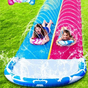 สไลเดอร์น้ำเป่าลมแบบสองเลน ทำจาก PVC สำหรับเด็กเล่นสนุกในสวน - Product Image 1