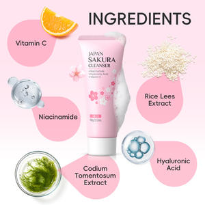 El limpiador facial de espuma Sakura de alta calidad hidrata la piel. La fórmula de crema suave elimina eficazmente el maquillaje - Product Image 3