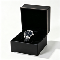Boîte à montre de luxe personnalisée avec couvercle rabattable, insert en velours et logo en feuille d'or - Emballage rigide écologique pour les marques
