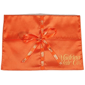 Promotion : Pochette d'emballage personnalisée en satin pour extensions de cheveux avec ruban, orange, sac cadeau en satin avec logo personnalisé - Product Image 4
