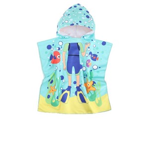 Children's Wearable Bathrobe Microfiber Quick-Dry Beach <b>Towel</b> Cartoon Pattern 60x120cm For Kids - Product Image 1