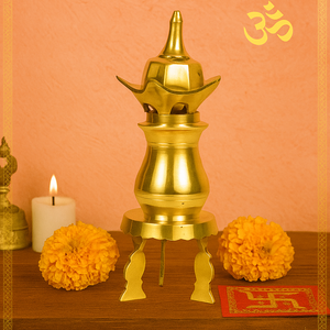 Ensemble Subham élégant en laiton pur avec un design traditionnel, parfait pour la décoration spirituelle, les cadeaux de mariage, les cadeaux de déménagement et les Pooja quotidiennes. - Product Image 1