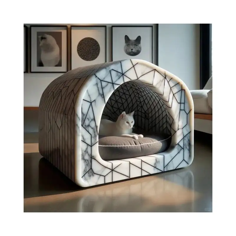 SHIHUI Natural Stone Design Cat Nest Cave Lovely Cattery Quality Round Cat Pet Nest Bed Fully Enclosed Nest Cat Bed For Indoor