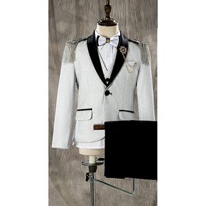 Ensemble de smoking <span class=keywords><strong>blanc</strong></span> classique de haute qualité pour garçons <span class=keywords><strong>Blazer</strong></span> brillant pour enfants Party Performance Wear - Product Image 2