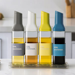 Bottiglia Dispenser <span class=keywords><strong>per</strong></span> <span class=keywords><strong>Olio</strong></span> d'Oliva in Vetro Trasparente da 400ml (14oz), Bottiglia Premium <span class=keywords><strong>per</strong></span> Cucina con Coperchio - Product Image 1