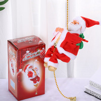 Père Noël grimpeur sur corde avec perles, poupée électrique musicale en PVC unisexe, cadeau de Noël, décorations de fêtes