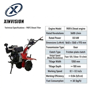<span class=keywords><strong>Motoculteur</strong></span> diesel 8 kW à démarrage électrique 190FA 12 CV, entraînement par engrenages, profondeur de travail maximale 1350 mm, professionnel, avec plateau <span class=keywords><strong>pour</strong></span> batterie - Product Image 4