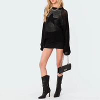 Pull-over tricoté personnalisé de haute qualité 7GG pour ordinateur Y2K pull en maille tricots en filet voyant des étoiles pull-over à point ouvert pour femmes
