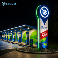 Letrero Tipo Totem Personalizado para Cargador de Vehículos Eléctricos, Iluminado, en Forma de Pin, para Estaciones de Servicio Comerciales