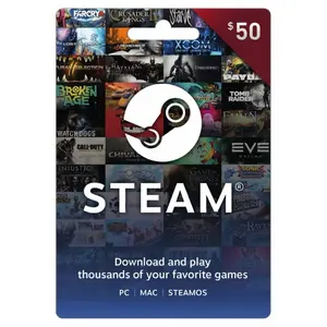 50 $ Steam Wallet Gift Card 50 US Dollar