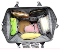 Sacs à dos personnalisés pour bébés, porte-bouteille isolé, à couches, de voyage en plein air, grand fourre-tout à rayures pour poussette de bébé, collection