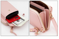 Tas Selempang Wanita Mini Bahan Kulit PU, Tempat Ponsel, Dompet Kartu, Tas Clutch Crossbody untuk Wanita