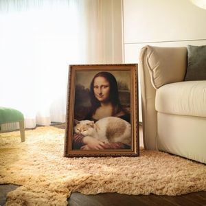 2025 mới 4D sơn dầu mèo khung tổ Mona Lisa mèo scratcher giường nghệ thuật nổi tiếng thế giới bức tranh Mèo scratcher Hội Đồng Quản Trị - Product Image 5