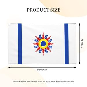 Drapeau chaldéen personnalisé 3x5 pieds, grand, 100D, moyen, extérieur et intérieur, bannière Hopi d'Arizona, décoration de la maison, cour, vente en gros bon marché - Product Image 3
