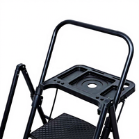 Échelle pliable robuste en acier, haute capacité de charge, marches larges antidérapantes, mains courantes intégrées, conforme à la norme EN 131, pour supermarché