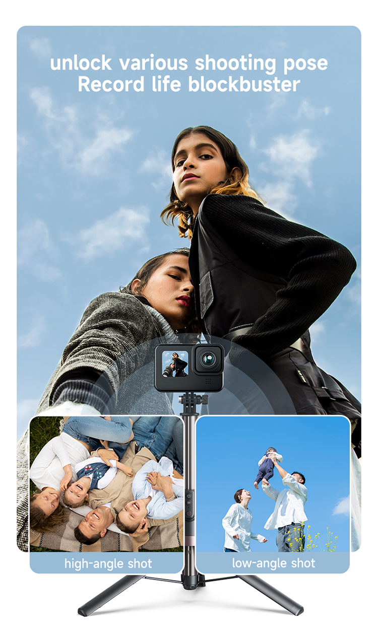 Telesin Remote Control 1.3m Selfie Stick Tripod For GoPro Cameras and Phones