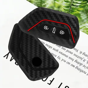 Étui de <span class=keywords><strong>clé</strong></span> en silicone noir pour Volkswagen Golf 8 <span class=keywords><strong>Leon</strong></span> <span class=keywords><strong>2</strong></span> Cupra Formentor Skoda A8 Octavia Mk8 - Housse de <span class=keywords><strong>clé</strong></span> de voiture légère - Product Image 2