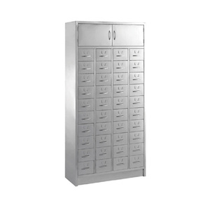 Armoire à médicaments en acier inoxydable à 50 compartiments, usage hospitalier, design industriel, construction métallique durable, montage au sol - Product Image 1