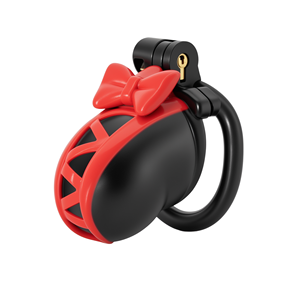 Mainan seks kandang kesucian dasi kupu-kupu untuk laki-laki mengikat bulu ayam kandang pria Kontrol lemah dengan 4 ukuran cincin Penis merah muda/putih kunci Penis - Product Image 1