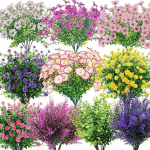 ช่อดอกไม้ประดิษฐ์จากพลาสติก 50 ชิ้น ชุดตกแต่งบ้านและสวนกลางแจ้ง - Product Image 1